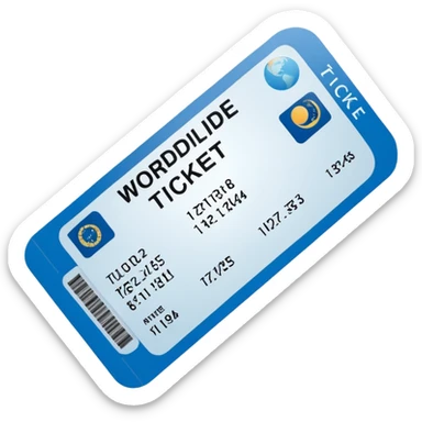  a flight ticket that says "worldwide ticket" sticker