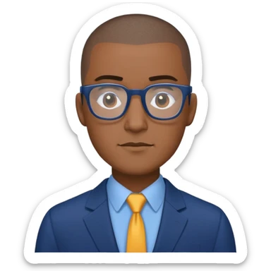 Buzz cut Latino with rectangle glasses and dark blue suit  sticker