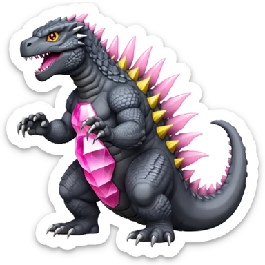 godzilla with pink crystal dorsal plates yellow eyes and grey skin sticker