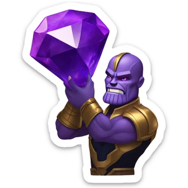 Thanos holding purple crystal, iOS emoi style art  sticker