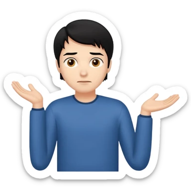a guy shrugging his shoulders with a black hair sticker