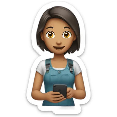 A girl with mobile sticker