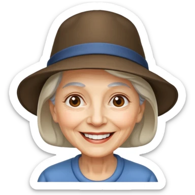 elderly woman with hat sticker