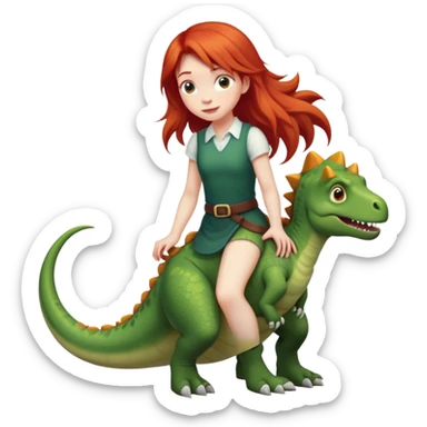 red-haired girl with a dinosaur tail and paws sticker