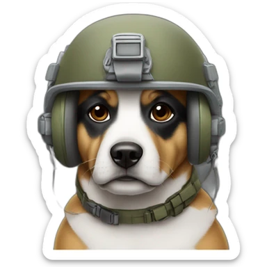 Chien avec un casque militaire sticker