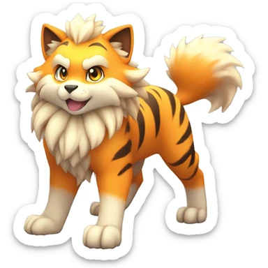 Colorful Shiny Kawaii Cute Tiger-Arcanine—Vulpix-Fakémon-Pokémon full body sticker