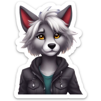 Edgy modern anthro furry sona by Falvie, AngieWolf sticker
