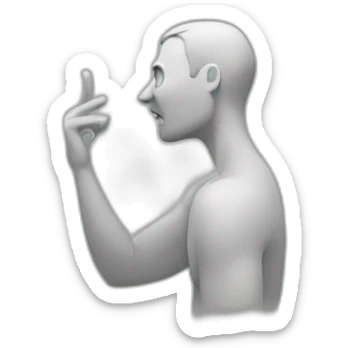 man trying to hear with hand on ear sticker