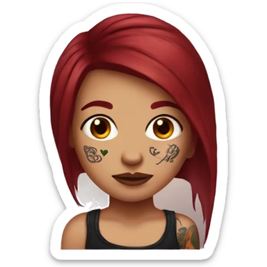 dark red hair girl with arm tattoos and a nose ring sticker