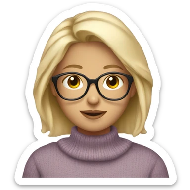 blonde girl in sweater with glasses sticker