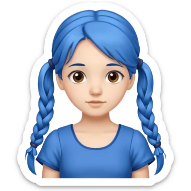 long blue hair girl in pig tails with brown eyes  sticker