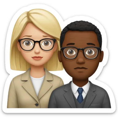 2 personnages : 1 femme blonde qui attend et 1 hommes noir à lunette  sticker