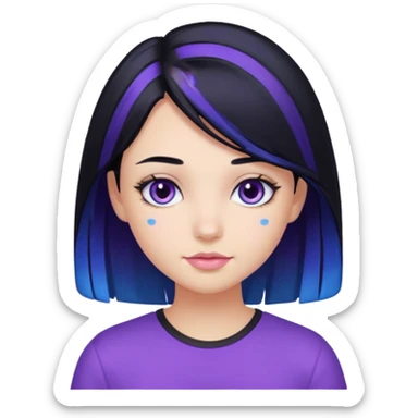 Girl with black blue and purple hair sticker