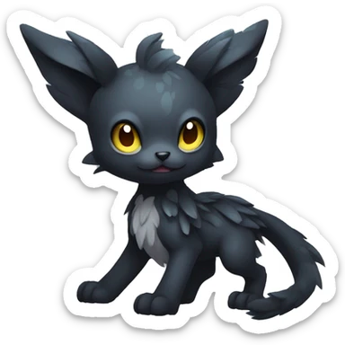 Cute cool fantasy dark-themed animal hybrid Fakemon full body sticker