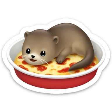 Loutre entrain de manger une lasagne sticker