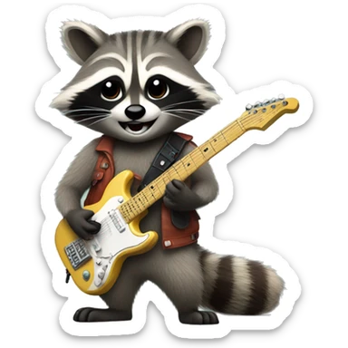 raccoon playing an electric guitar sticker