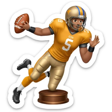 a trophy of a american football player stiff arm sticker