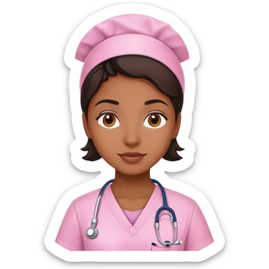 Dark brown woman in Light pink scrubs sticker