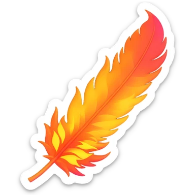 a phoenix feather burning, vibrant flames, magical energy, detailed sticker
