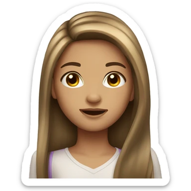 Emoji of a girl with long brunette hair, light skin, and eyelashes. sticker