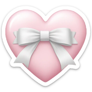 Pastel pink heart with white bow sticker