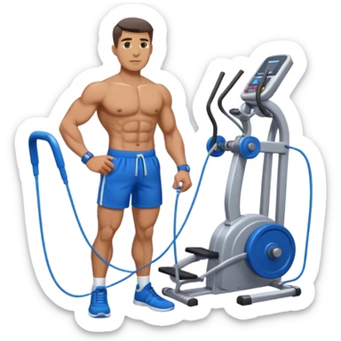standing fit man with blue shorts cable-machine-exercise sticker