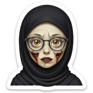 Black hijab zombie girl with glasses sticker