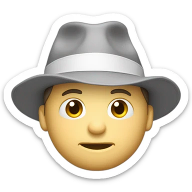 tim robinson wearing a grey fedora white shirt only looking scared and sad facing left - fabric attached to back of hat covering neck sticker