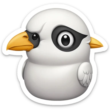 a white crow emoji with a frown sticker