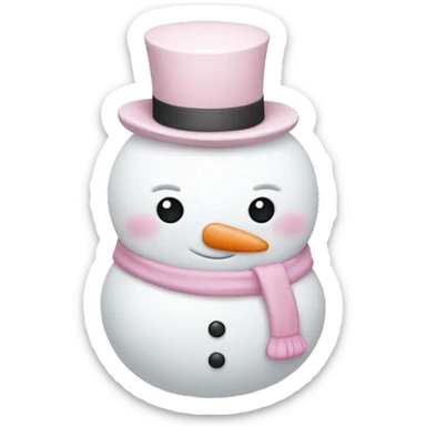 Cute white and light pink snowman sticker