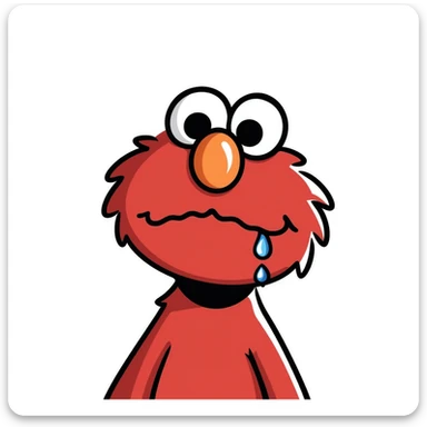 A sad Elmo feeling blue with a tear coming down sticker