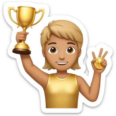 Your face shouldn't come out. Make an emoticon with your hands up and holding the trophy sticker