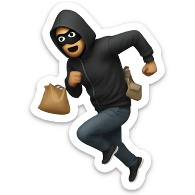 Robber running with a bag sticker