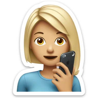 A girl with an iPhone calling someone  sticker