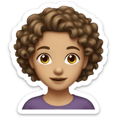 Girl with brown hair and brown eyes with curly hair  sticker