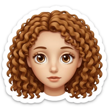 girl with wavy curly hair, almond shaped eyes, birthmark near her eye sticker