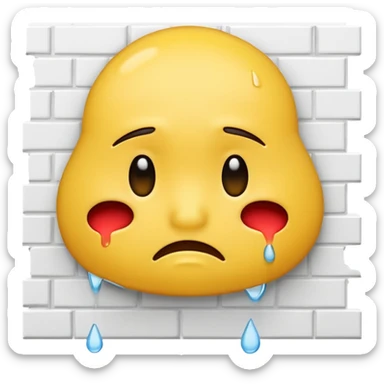 Грустный смайлик бьётся головой о стену sticker