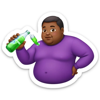 A fat black Pearson drinking a purple juice in a sprite bottle  sticker
