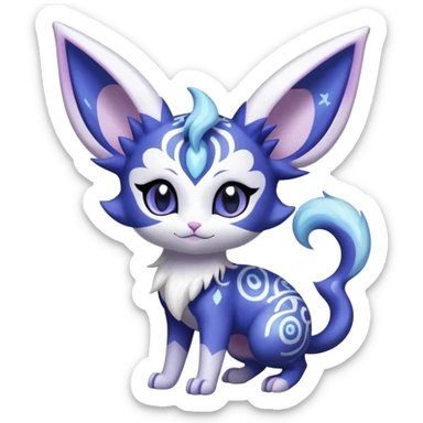 Shiny Exotic Cute Adorable Majestic Espeon-Meowstic-Hybrid-Creature with pattern-markings sticker