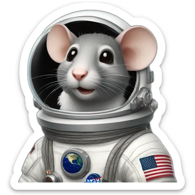 astronaut old rat realistic sticker