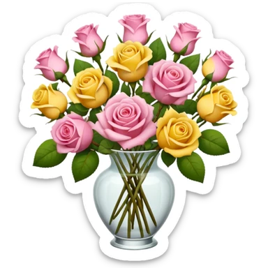 a beautiful pink and yellow rose bouquet sticker