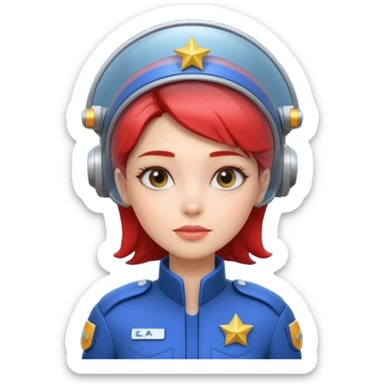 cute female spaceship captain portrait, head and shoulders only, futuristic uniform, captain badge, confident expression, 3D cartoon, mobile game icon style, clean background, no text, no watermark
 sticker