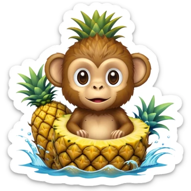 Monkey in a pineapple in the ocean  sticker