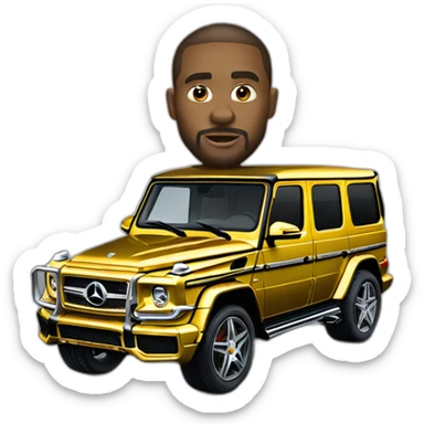 gold mercedes g63 with a thug at the wheel. sticker