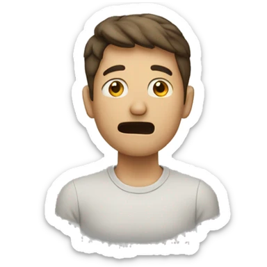 man with hand on face, looking to his right side, with open mouth, wondering sticker