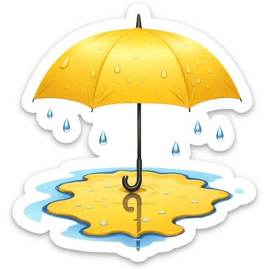Yellow umbrella in puddle reflection, Lost Umbrella. sticker