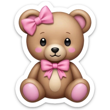 Teddy pink bow  sticker