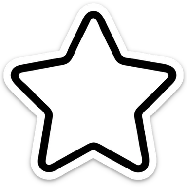 yellow star, left half solid yellow, right half just an outline, modern icon style sticker