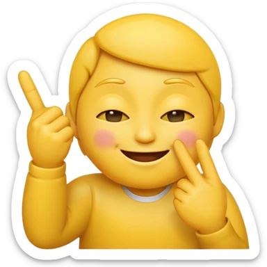 An emoji with eyes closed and smiling and pulling the middle finger sticker