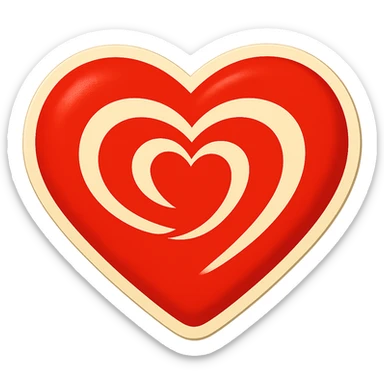 Edit Wall’s ice cream logo heart with red and white colors, smooth lines, no text. Create pulse animation frame 2 with slightly larger size. Sticker style for presentation on transparent background. sticker